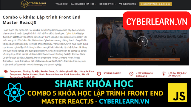 share khoa hoc Combo 5 khoa Hoc Lap trinh Front End Master ReactJS Cyberlearn